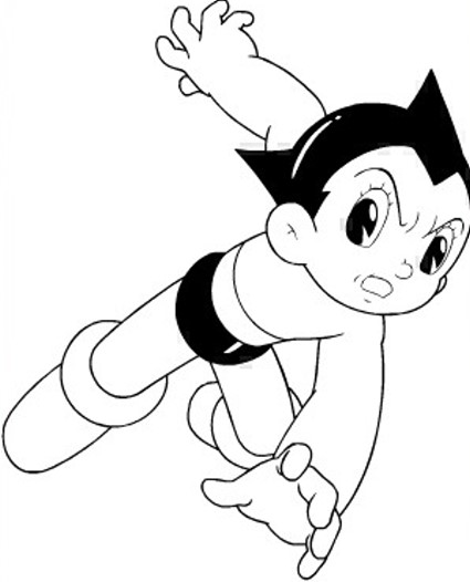 coloriage astro boy tombe